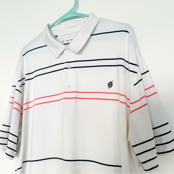 Under Armour Mens Performance Pitch Stripe Golf Polo White Stripe 2XL - Picture 4 of 6